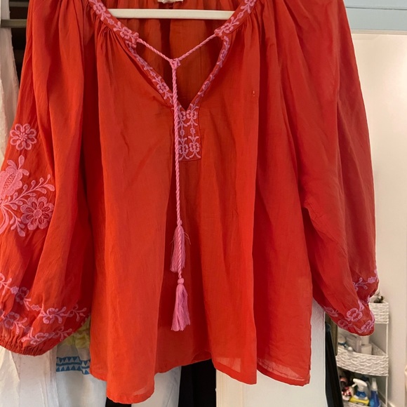 NEW Orange and Pink Embroidered Boho Top - Picture 6 of 6